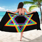 Rainbow Star of David Print Beach Sarong Wrap