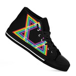 Rainbow Star of David Print Black High Top Shoes