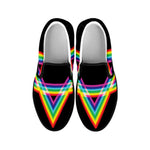 Rainbow Star of David Print Black Slip On Shoes
