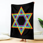 Rainbow Star of David Print Blanket