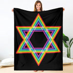 Rainbow Star of David Print Blanket