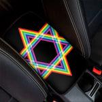 Rainbow Star of David Print Car Center Console Cover