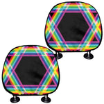 Rainbow Star of David Print Car Headrest Covers