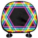 Rainbow Star of David Print Car Headrest Covers