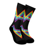 Rainbow Star of David Print Crew Socks