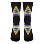 Rainbow Star of David Print Crew Socks