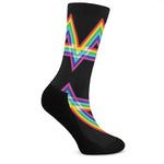 Rainbow Star of David Print Crew Socks