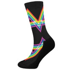 Rainbow Star of David Print Crew Socks