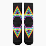 Rainbow Star of David Print Crew Socks