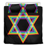 Rainbow Star of David Print Duvet Cover Bedding Set
