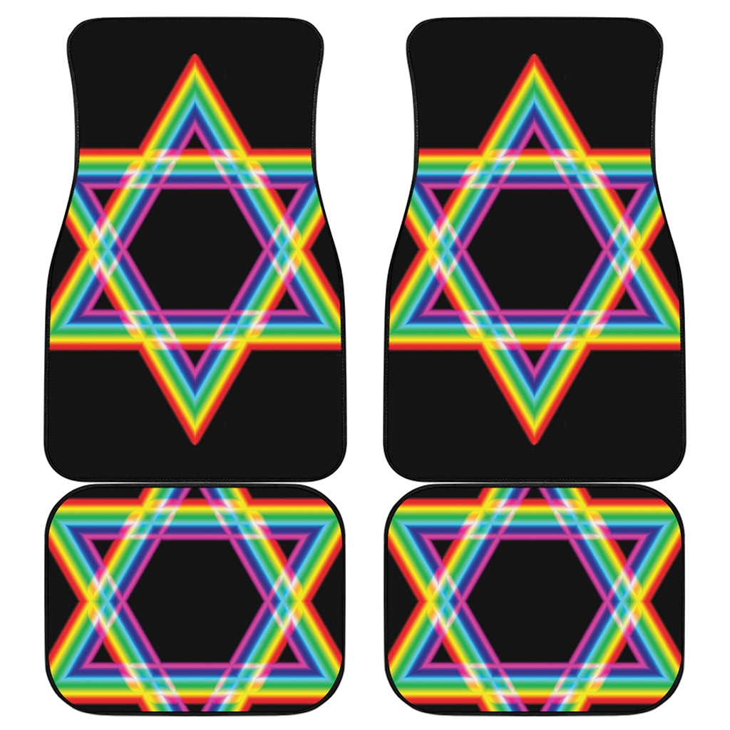 Rainbow Star of David Print Front and Back Car Floor Mats