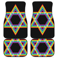 Rainbow Star of David Print Front and Back Car Floor Mats