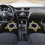 Rainbow Star of David Print Front and Back Car Floor Mats