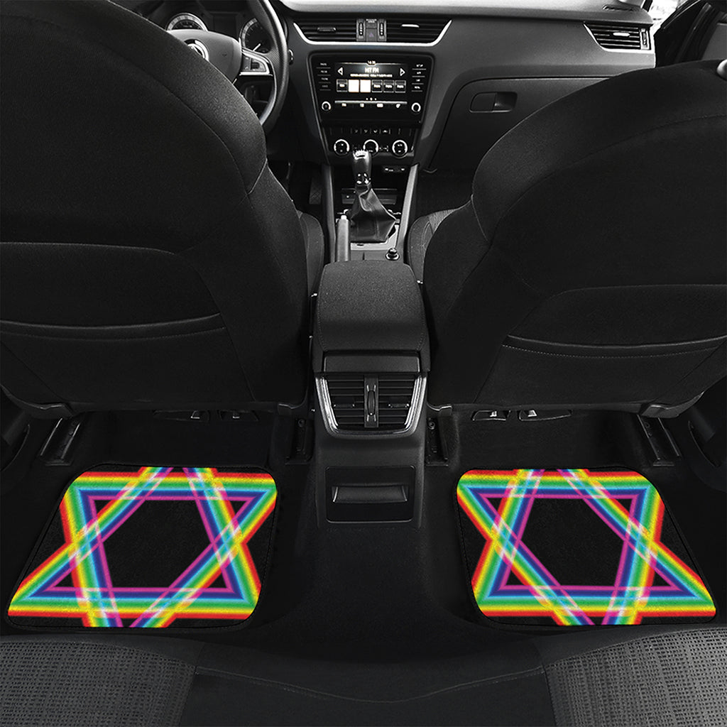 Rainbow Star of David Print Front and Back Car Floor Mats