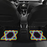 Rainbow Star of David Print Front and Back Car Floor Mats