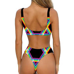 Rainbow Star of David Print Front Bow Tie Bikini