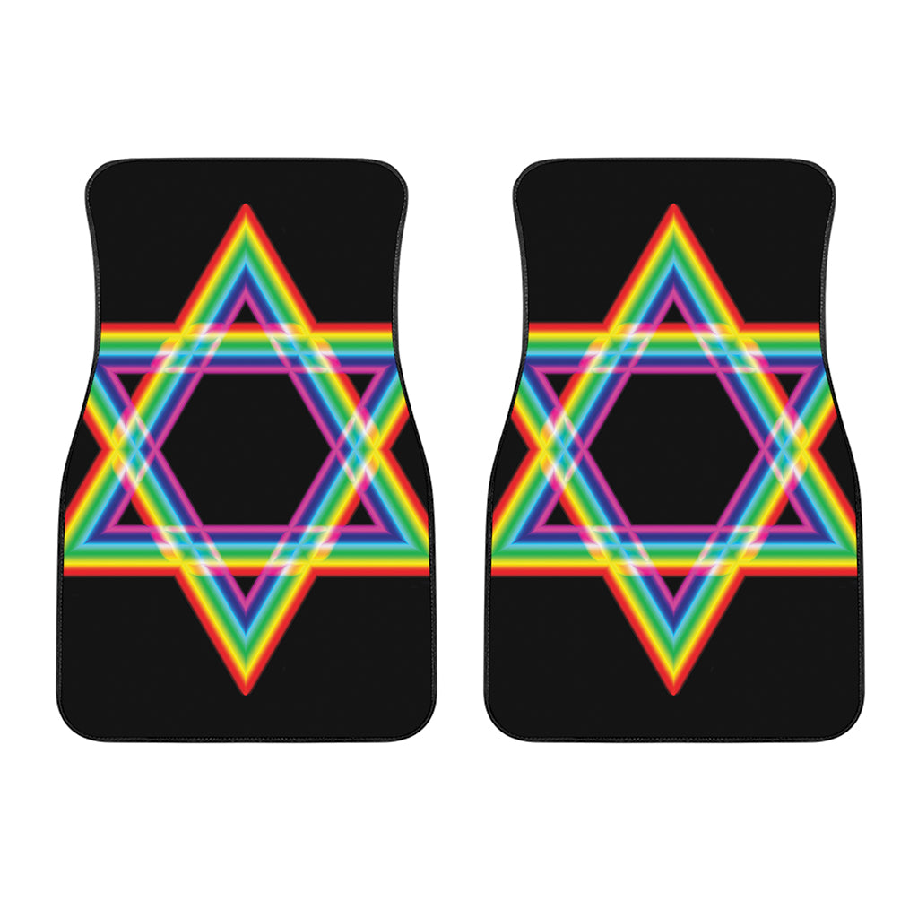 Rainbow Star of David Print Front Car Floor Mats