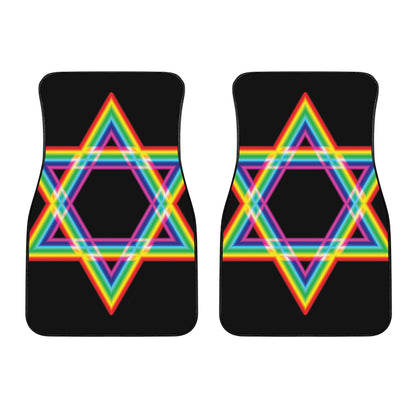 Rainbow Star of David Print Front Car Floor Mats