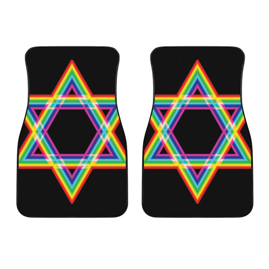 Rainbow Star of David Print Front Car Floor Mats