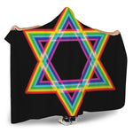 Rainbow Star of David Print Hooded Blanket