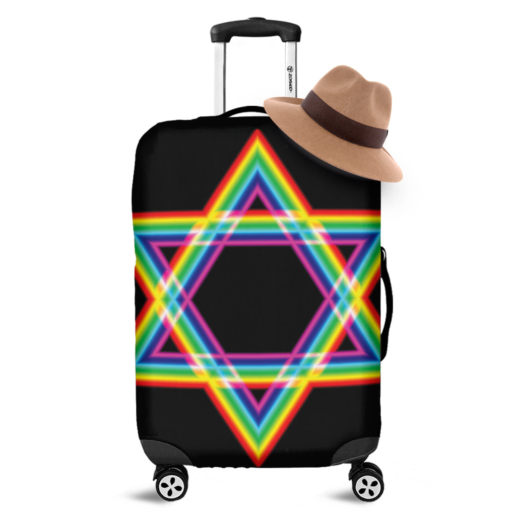 Rainbow Star of David Print Luggage Cover