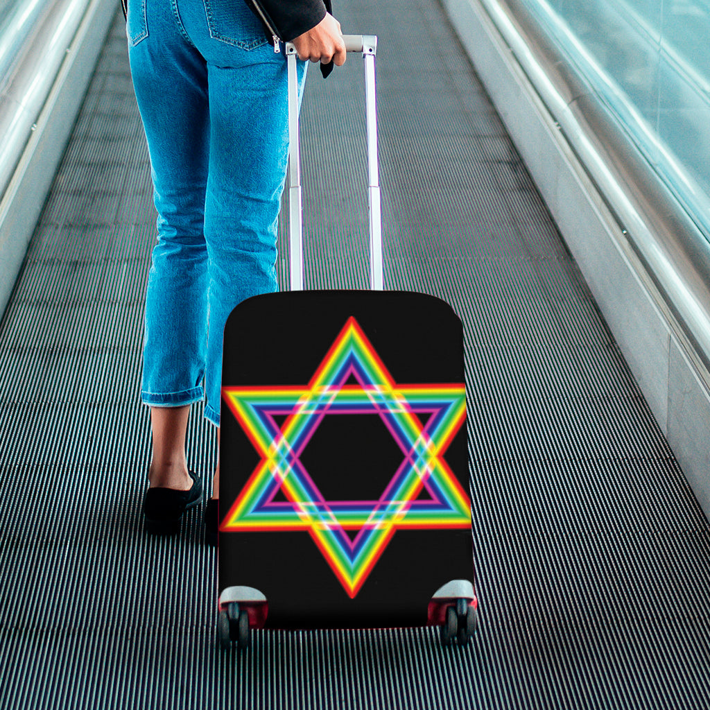 Rainbow Star of David Print Luggage Cover