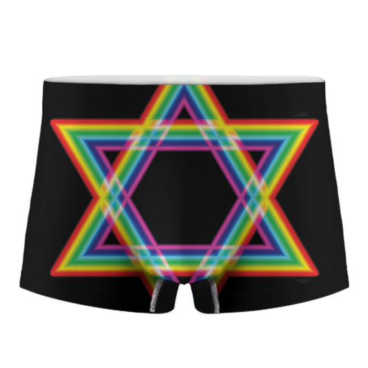 Rainbow Star of David Print Men's Boxer Briefs