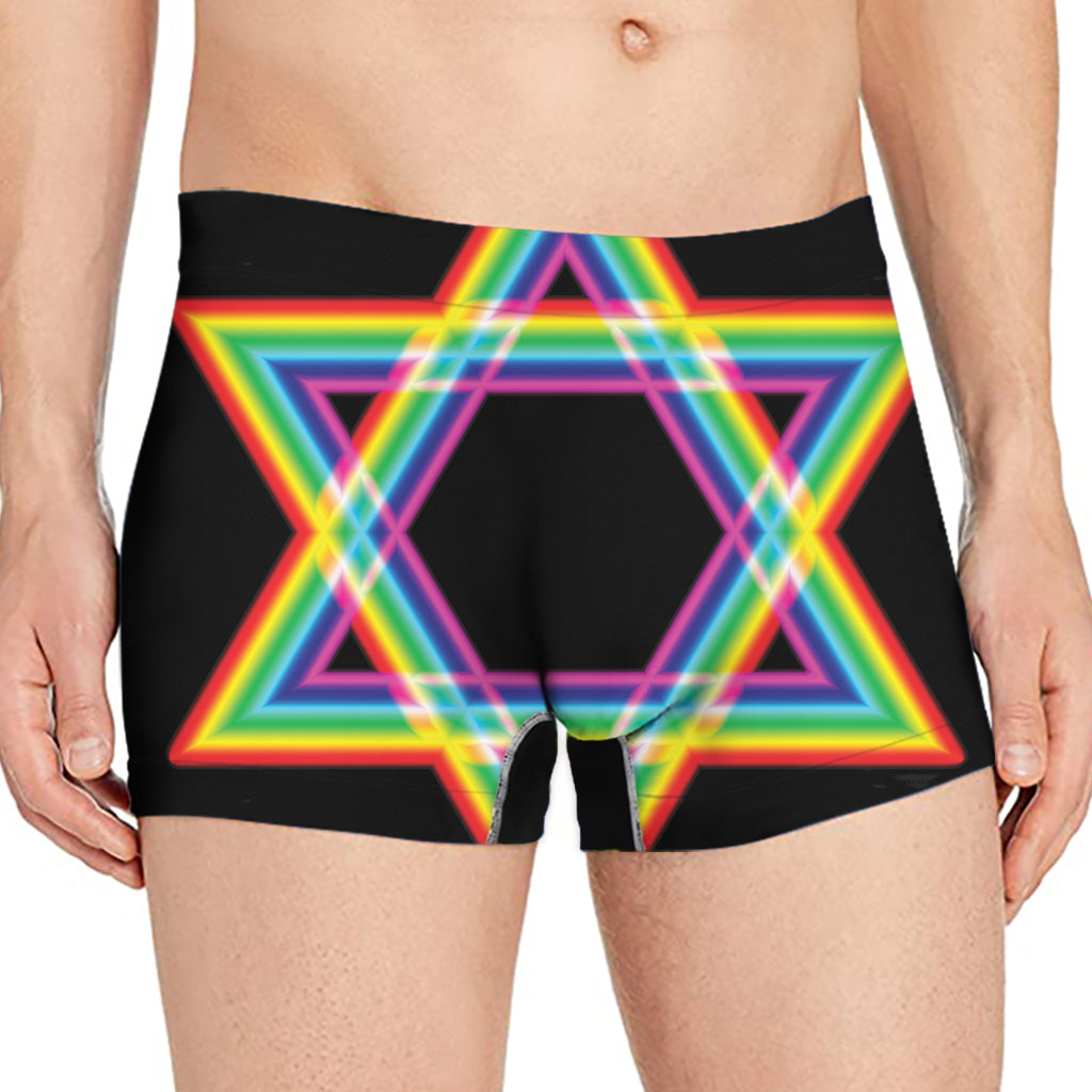 Rainbow Star of David Print Men's Boxer Briefs