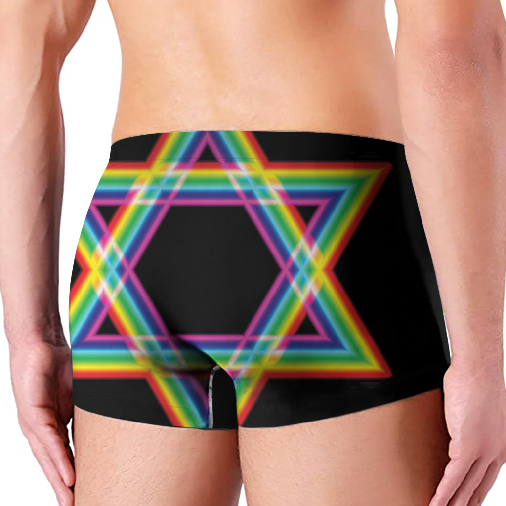 Rainbow Star of David Print Men's Boxer Briefs