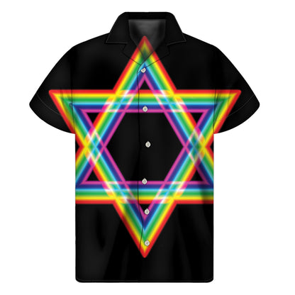 Rainbow Star of David Print Men's Short Sleeve Shirt