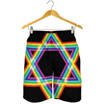 Rainbow Star of David Print Men's Shorts