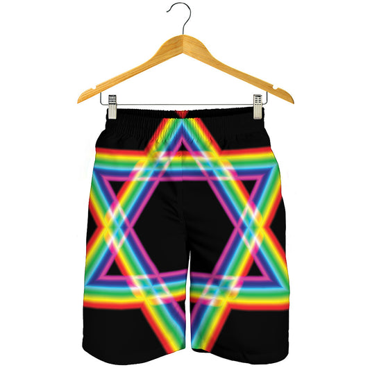 Rainbow Star of David Print Men's Shorts