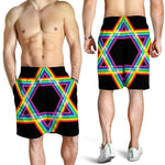 Rainbow Star of David Print Men's Shorts