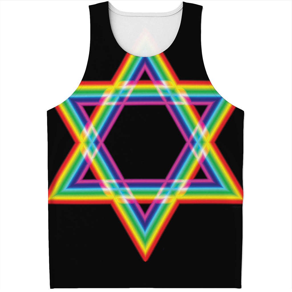 Rainbow Star of David Print Men's Tank Top