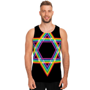 Rainbow Star of David Print Men's Tank Top