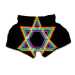 Rainbow Star of David Print Muay Thai Boxing Shorts