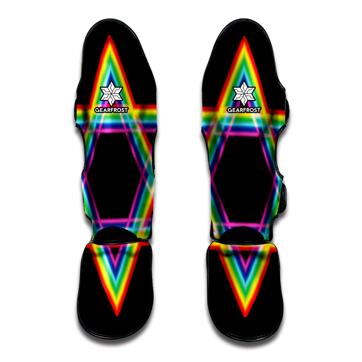 Rainbow Star of David Print Muay Thai Shin Guard