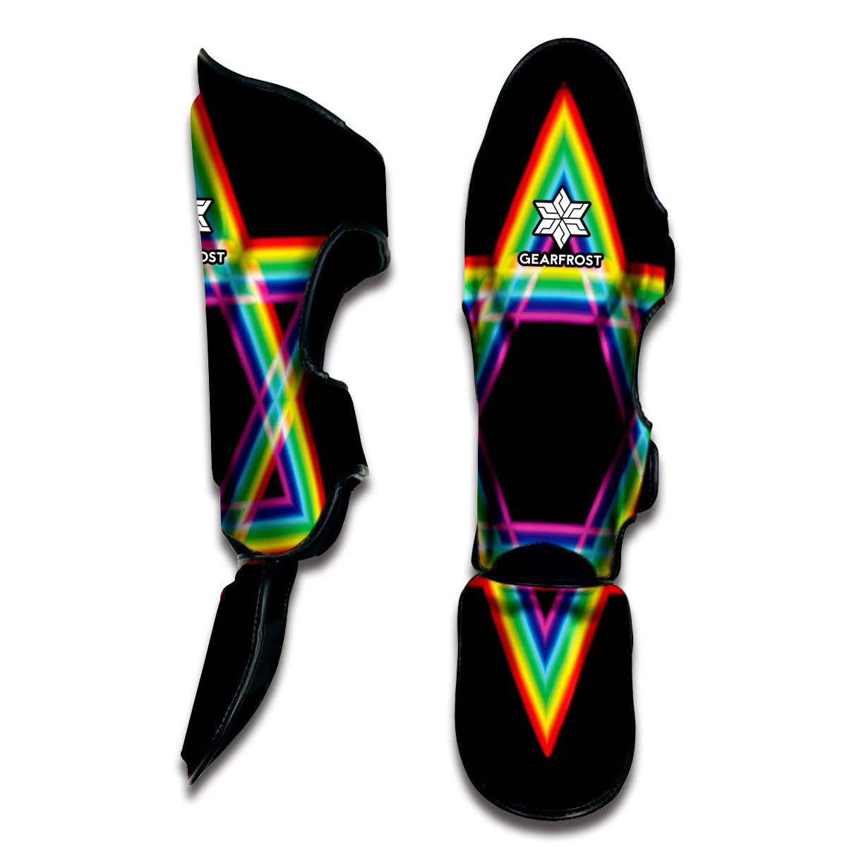 Rainbow Star of David Print Muay Thai Shin Guard