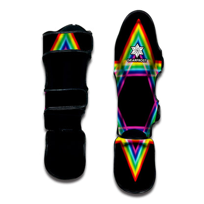Rainbow Star of David Print Muay Thai Shin Guard
