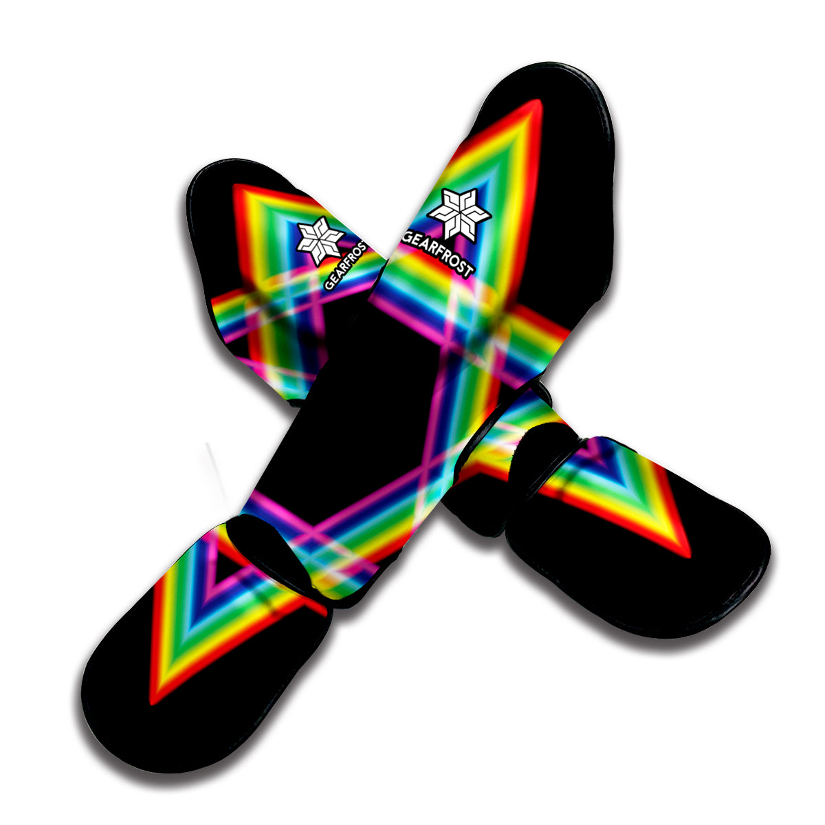 Rainbow Star of David Print Muay Thai Shin Guard