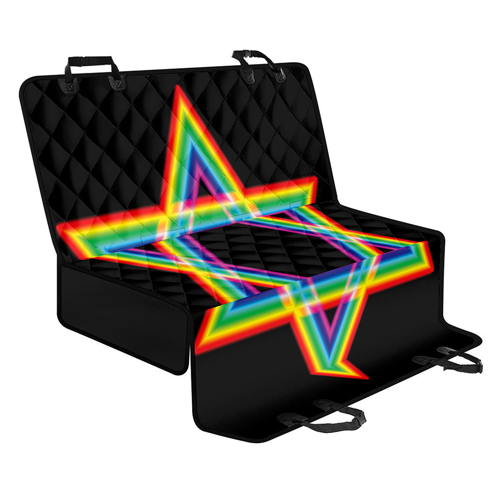Rainbow Star of David Print Pet Car Back Seat Cover