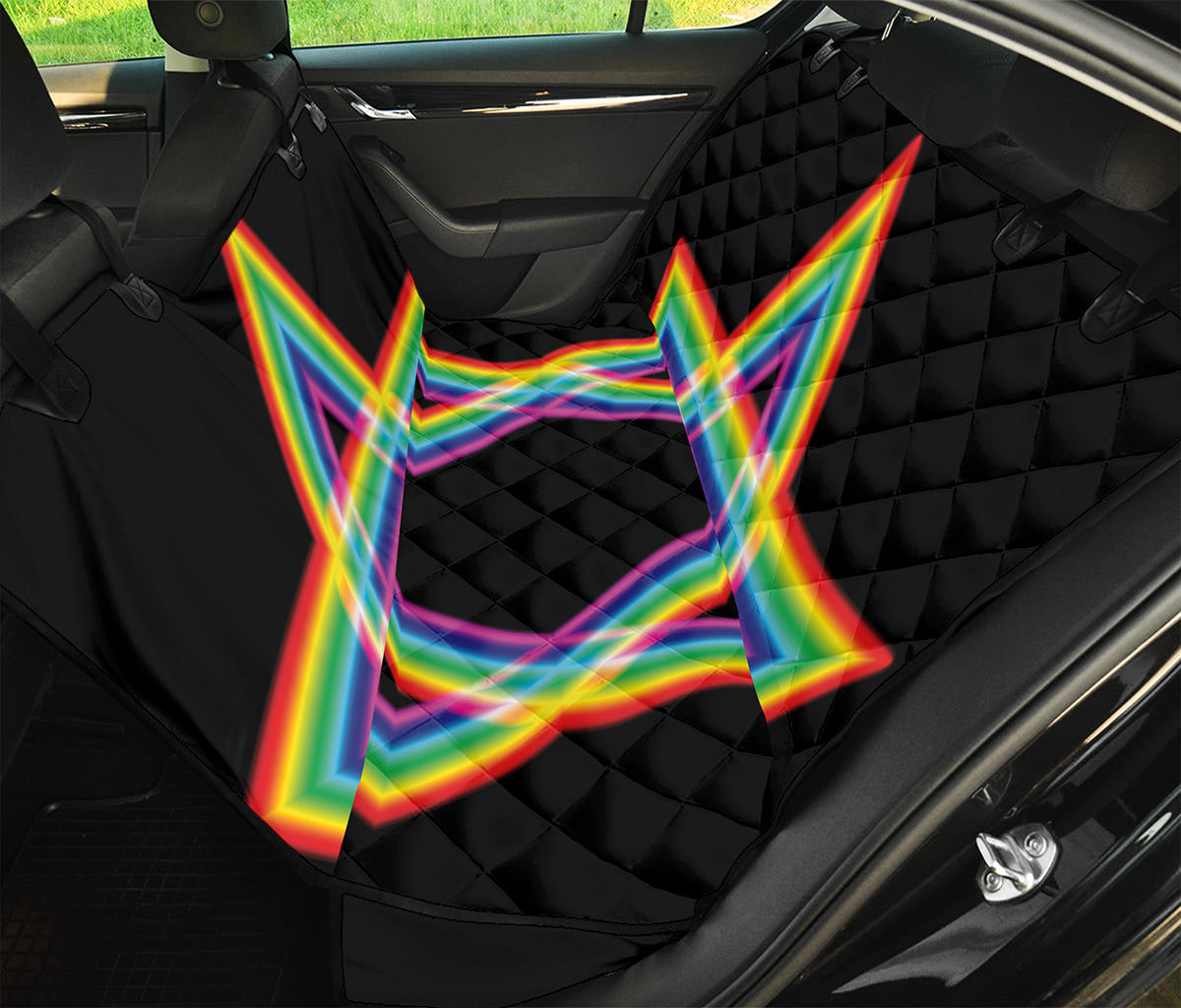 Rainbow Star of David Print Pet Car Back Seat Cover