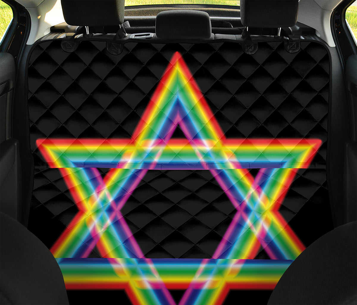 Rainbow Star of David Print Pet Car Back Seat Cover