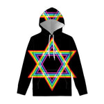 Rainbow Star of David Print Pullover Hoodie