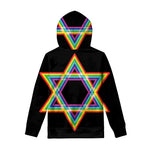 Rainbow Star of David Print Pullover Hoodie