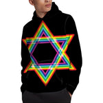 Rainbow Star of David Print Pullover Hoodie