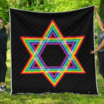 Rainbow Star of David Print Quilt