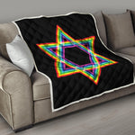 Rainbow Star of David Print Quilt