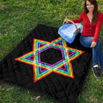 Rainbow Star of David Print Quilt
