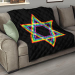 Rainbow Star of David Print Quilt